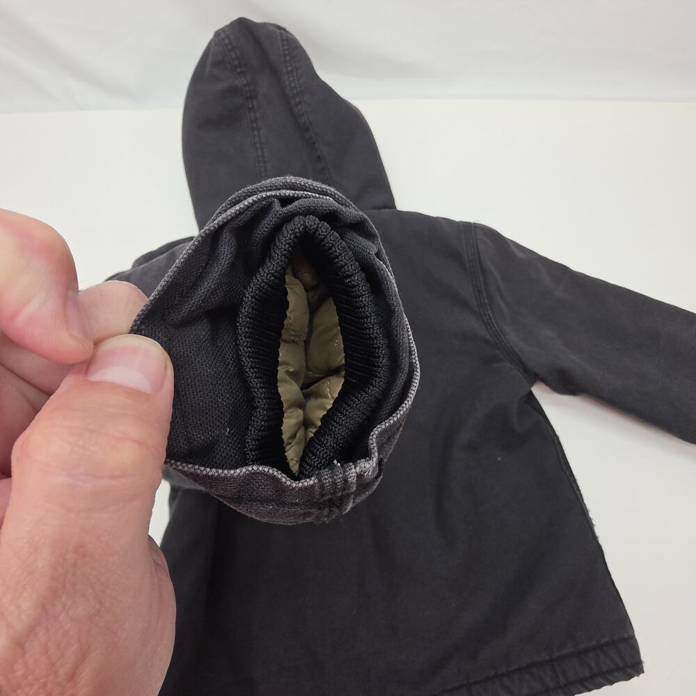 Dickies Youth Large Sherpa Lined Hooded Jacket Black Canvas Workwear Full Zip... - Picture 12 of 15